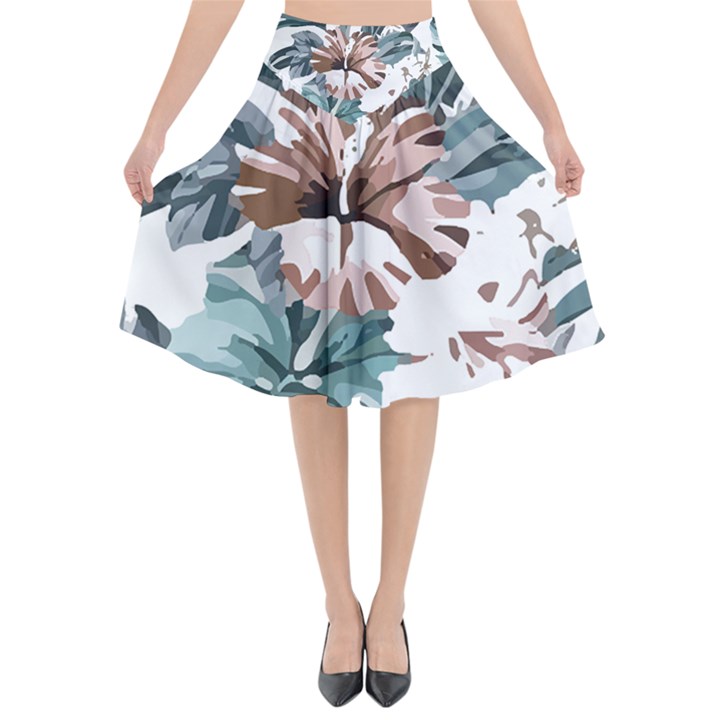 Hawaii T- Shirt Hawaii Hope Flowers Trend T- Shirt Flared Midi Skirt