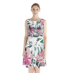 Hawaii T- Shirt Hawaii Ice Flowers Garden T- Shirt Sleeveless Waist Tie Chiffon Dress