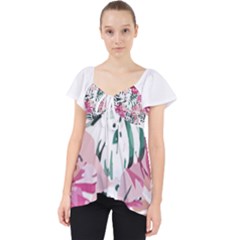 Hawaii T- Shirt Hawaii Ice Flowers Garden T- Shirt Lace Front Dolly Top