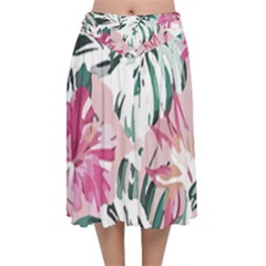 Hawaii T- Shirt Hawaii Ice Flowers Garden T- Shirt Velvet Flared Midi Skirt