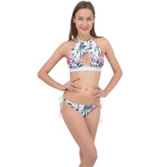 Hawaii T- Shirt Hawaii Ice Flowers Garden T- Shirt Cross Front Halter Bikini Set