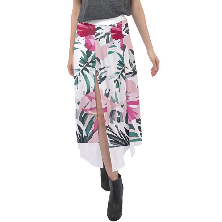 Hawaii T- Shirt Hawaii Ice Flowers Garden T- Shirt Velour Split Maxi Skirt