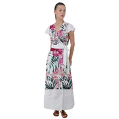 Hawaii T- Shirt Hawaii Ice Flowers Garden T- Shirt Flutter Sleeve Maxi Dress