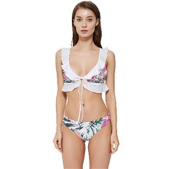 Hawaii T- Shirt Hawaii Ice Flowers Garden T- Shirt Low Cut Ruffle Edge Bikini Set