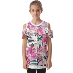 Hawaii T- Shirt Hawaii Ice Flowers Garden T- Shirt Fold Over Open Sleeve Top