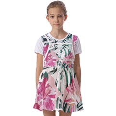 Hawaii T- Shirt Hawaii Ice Flowers Garden T- Shirt Kids  Short Sleeve Pinafore Style Dress