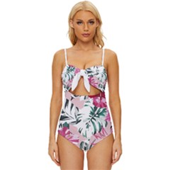 Hawaii T- Shirt Hawaii Ice Flowers Garden T- Shirt Knot Front One-piece Swimsuit