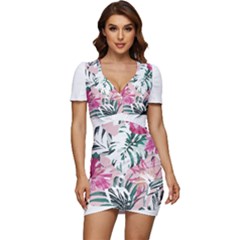 Hawaii T- Shirt Hawaii Ice Flowers Garden T- Shirt Low Cut Cap Sleeve Mini Dress