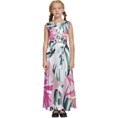 Hawaii T- Shirt Hawaii Ice Flowers Garden T- Shirt Kids  Satin Sleeveless Maxi Dress