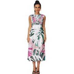 Hawaii T- Shirt Hawaii Ice Flowers Garden T- Shirt Sleeveless Round Neck Midi Dress