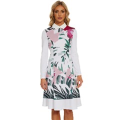 Hawaii T- Shirt Hawaii Ice Flowers Garden T- Shirt Long Sleeve Shirt Collar A-line Dress