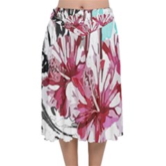 Hawaii T- Shirt Hawaii Indian Flower Modern T- Shirt Velvet Flared Midi Skirt