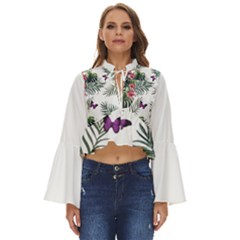 Hawaii T- Shirt Hawaii Lent Flowers Pattern T- Shirt Boho Long Bell Sleeve Top