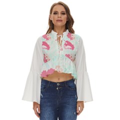 Hawaii T- Shirt Hawaii Lis Flowers Trend T- Shirt Boho Long Bell Sleeve Top