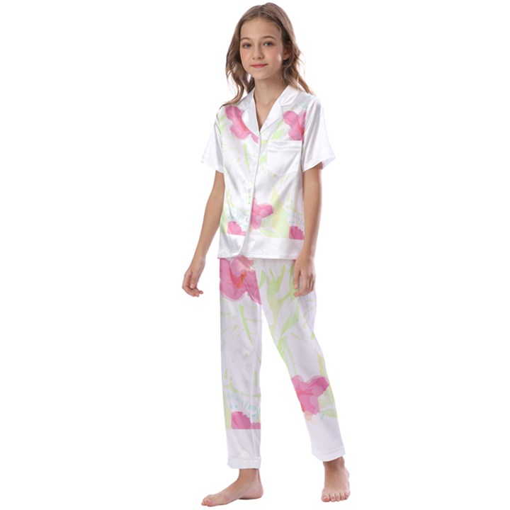 Hawaii T- Shirt Hawaii Mahalo Trend T- Shirt Kids  Satin Short Sleeve Pajamas Set