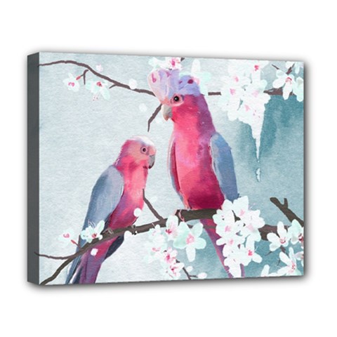 Watercolor Parrot Deluxe Canvas 20  X 16  (stretched) by SychEva