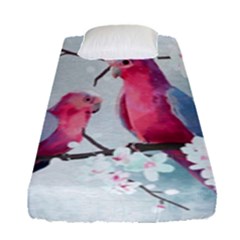 Watercolor Parrot Fitted Sheet (single Size) by SychEva