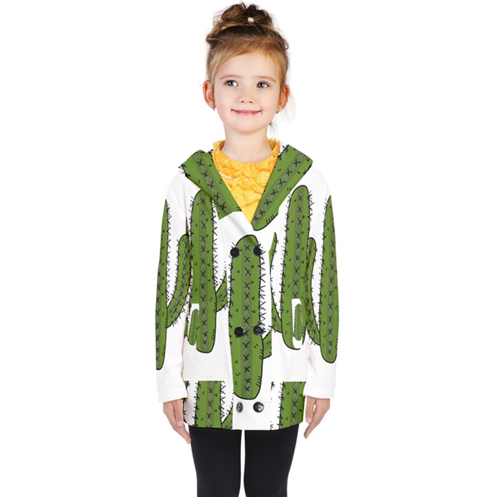 Cactus Desert Plants Rose Kids  Double Breasted Button Coat