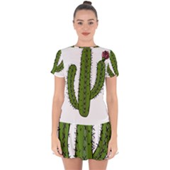 Cactus Desert Plants Rose Drop Hem Mini Chiffon Dress by uniart180623