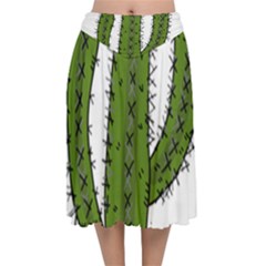 Cactus Desert Plants Rose Velvet Flared Midi Skirt by uniart180623