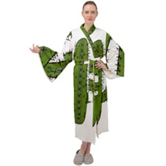 Cactus Desert Plants Rose Maxi Velvet Kimono by uniart180623