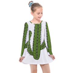 Cactus Desert Plants Rose Kids  Long Sleeve Dress by uniart180623