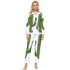 Cactus Desert Plants Rose Womens  Long Sleeve Velvet Pocket Pajamas Set by uniart180623