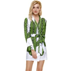 Cactus Desert Plants Rose Long Sleeve Satin Robe by uniart180623