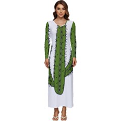 Cactus Desert Plants Rose Long Sleeve Longline Maxi Dress by uniart180623