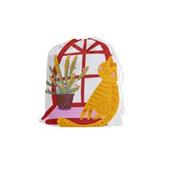 Cat Pet Ginger Art Animal Cartoon Drawstring Pouch (medium) by uniart180623