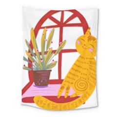 Cat Pet Ginger Art Animal Cartoon Medium Tapestry by uniart180623