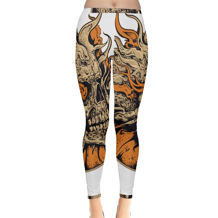 Human Skull  Skull Art Skeleton Illustration Inside Out Leggings