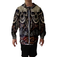 Gray And Multicolored Skeleton Illustration Kids  Hooded Windbreaker by uniart180623