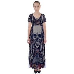 Gray And Multicolored Skeleton Illustration High Waist Short Sleeve Maxi Dress by uniart180623