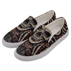 Gray And Multicolored Skeleton Illustration Men s Canvas Slip Ons by uniart180623