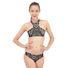 Gray And Multicolored Skeleton Illustration High Neck Bikini Set by uniart180623