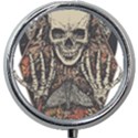 Gray And Multicolored Skeleton Illustration Mini Round Pill Box View1