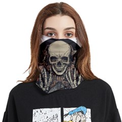 Gray And Multicolored Skeleton Illustration Face Covering Bandana (two Sides) by uniart180623