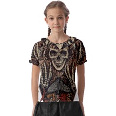 Gray And Multicolored Skeleton Illustration Kids  Frill Chiffon Blouse by uniart180623