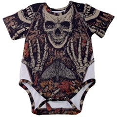 Gray And Multicolored Skeleton Illustration Baby Short Sleeve Bodysuit by uniart180623