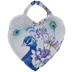 Peacock Giant Heart Shaped Tote by uniart180623