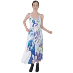 Peacock Tie Back Maxi Dress by uniart180623