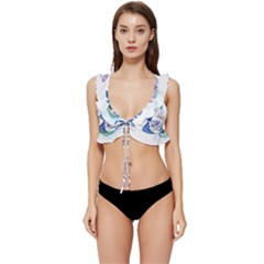 Peacock Low Cut Ruffle Edge Bikini Top