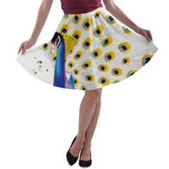 Bird Peafowl Peacock Animal A-line Skater Skirt by uniart180623