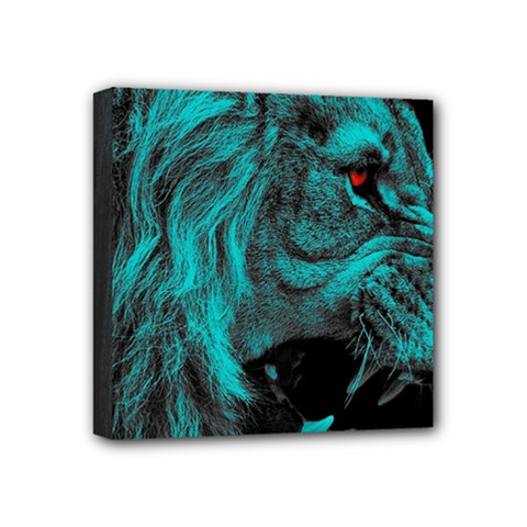 Angry Male Lion Predator Carnivore Mini Canvas 4  X 4  (stretched) by uniart180623