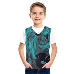 Angry Male Lion Predator Carnivore Kids  Basketball Tank Top by uniart180623