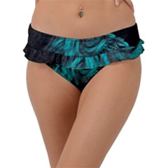 Angry Male Lion Predator Carnivore Frill Bikini Bottoms by uniart180623