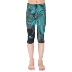 Angry Male Lion Predator Carnivore Kids  Capri Leggings  by uniart180623