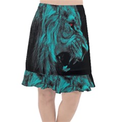 Angry Male Lion Predator Carnivore Fishtail Chiffon Skirt by uniart180623