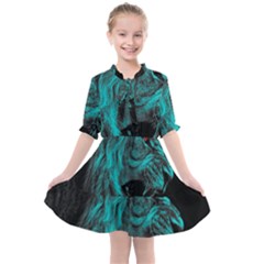 Angry Male Lion Predator Carnivore Kids  All Frills Chiffon Dress by uniart180623